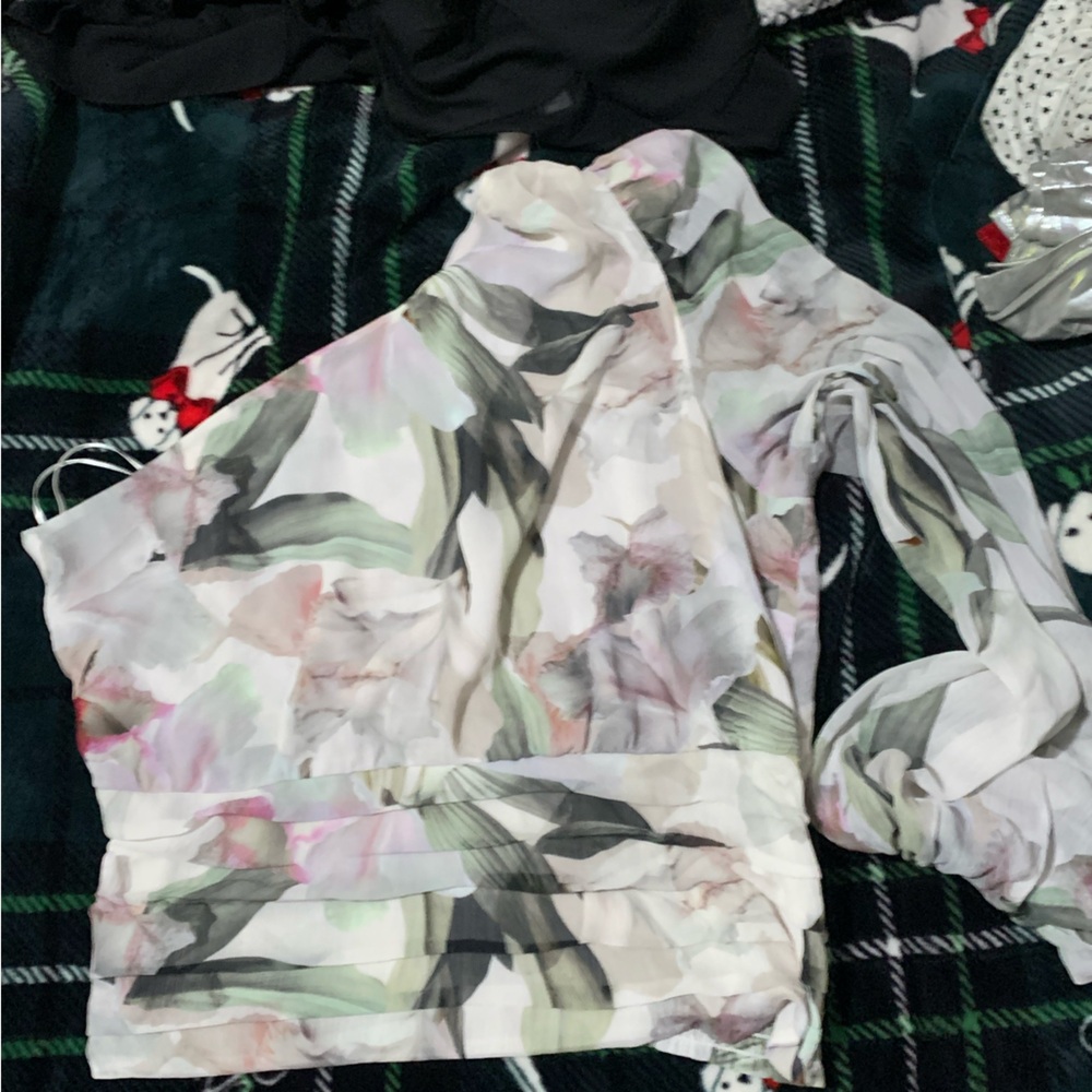 Floral One-Shoulder Top worn once